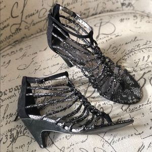 Black and silver heels